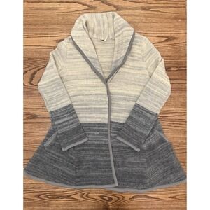 Free People Women's Large Wool Blend Oversized Grey/Cream Ombre Cardigan Sweater